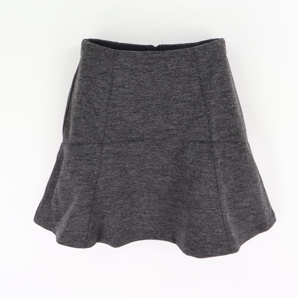 Ann Taylor LOFT A-Line Skirt Womens Sz 2‎ Gray Heathered Polyester Lined Ruffles